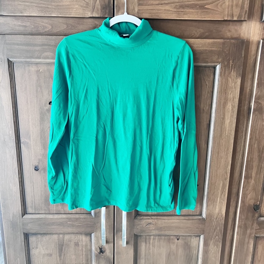 J.Crew Re-Imagined-Green Turtle Neck Long Sleeve Shirt Size M